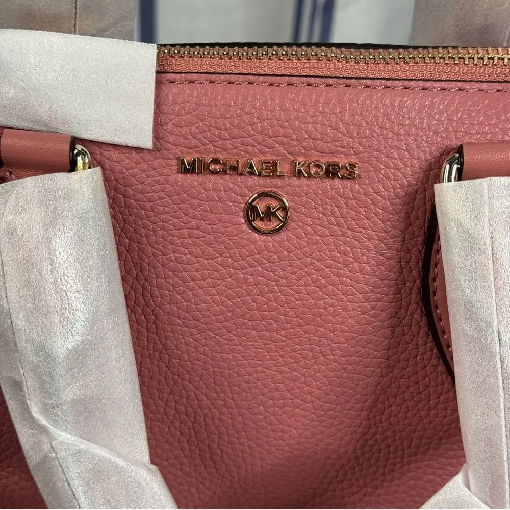 Michael Kors Sienna Medium Messenger, Rose, Pebbled Leather Satchel